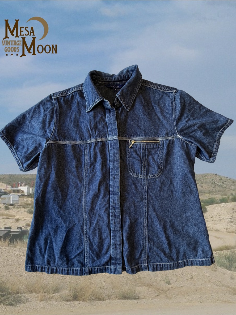 Vintage Short-Sleeve Denim Shirt
